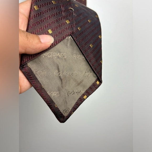 VTG Y2K Kalvin Klein Collection 100% Silk Brown Mens Boho Formal Work wear Tie - Picture 7 of 10